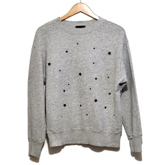 MONROW Cozy Stardust Flocking Star Sweatshirt Gray Athleisure Loungewear Soft  L - Picture 1 of 11